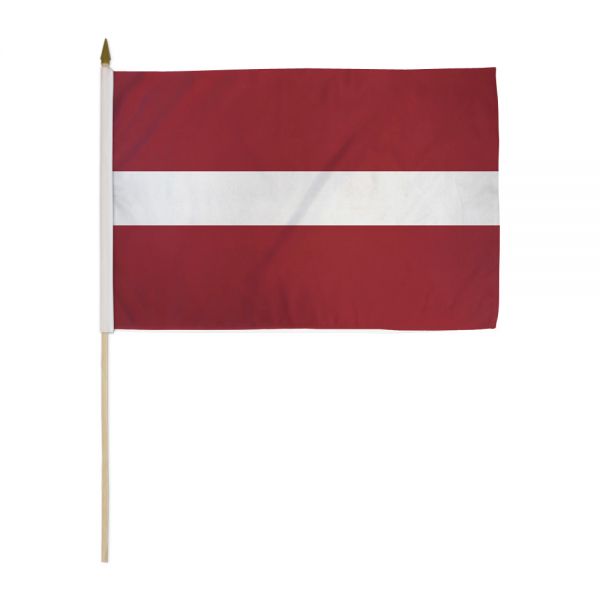 LATVIA STICK FLAG 12X18"