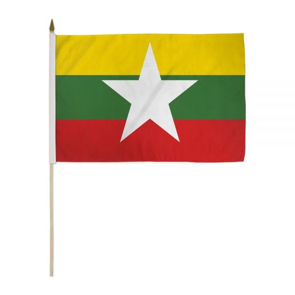 MYANMAR STICK FLAG 12X18"
