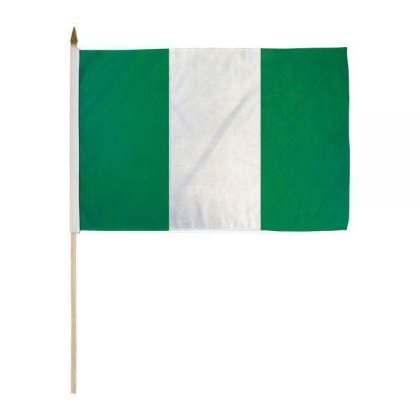 NIGERIA STICK FLAG 12X18"