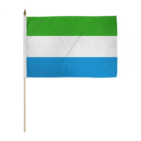 SIERRA LEONE STICK FLAG 12X18"